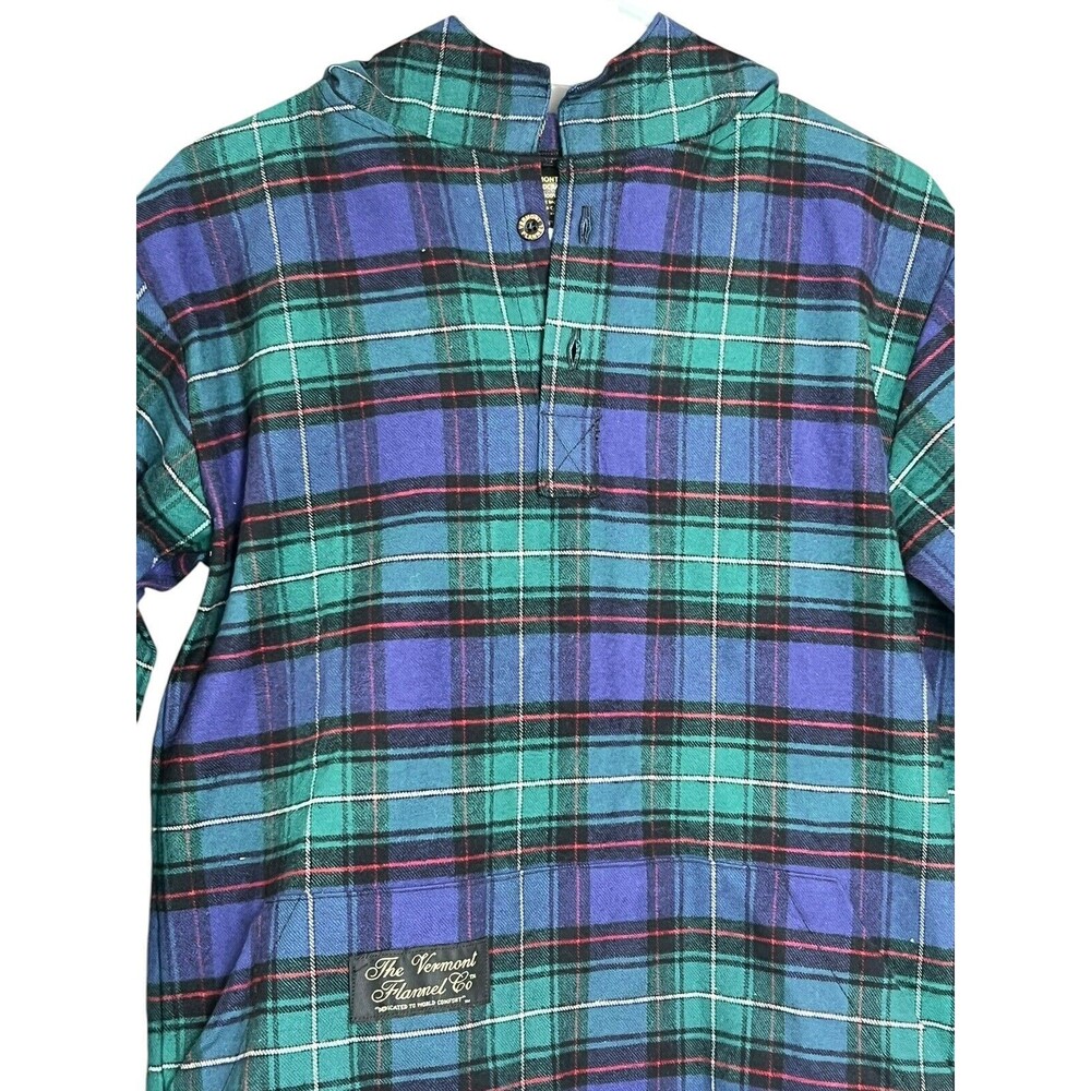 The Vermont Flannel Company 1/4 Button Up Plaid Hoodie Pullover Youth M (10-12) - Picture 2 of 10